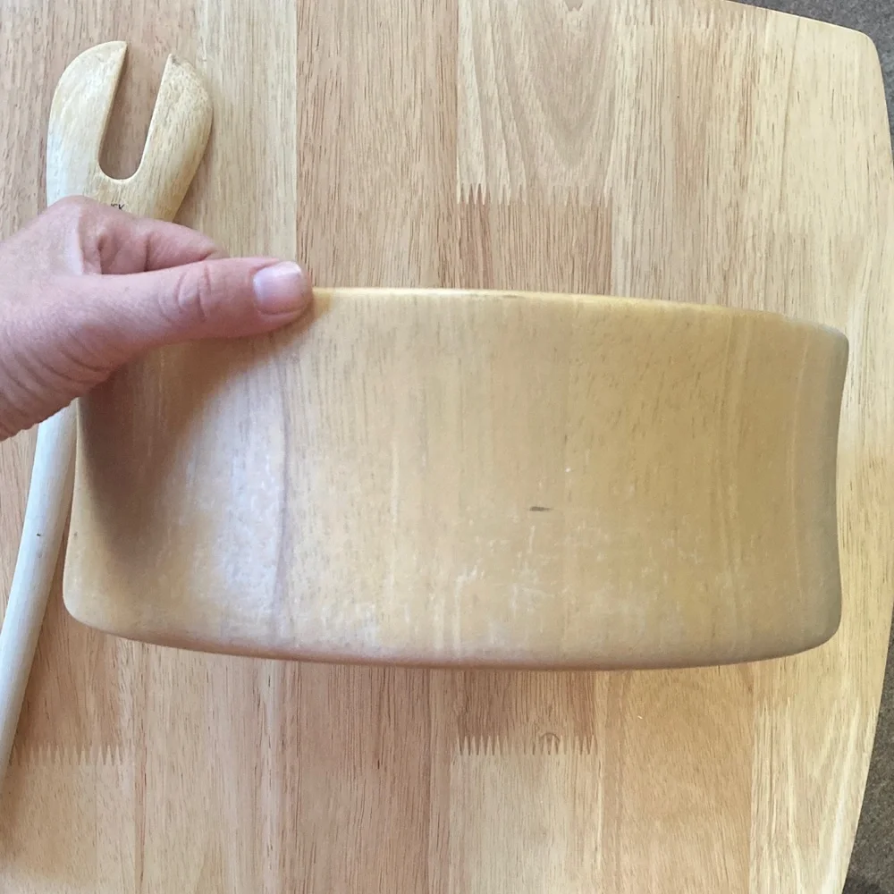 Dansk Natural Wood Serving Bowl and Fork Set